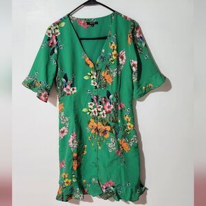 RolyPoly V neck short sleeves floral mini dress Christmas dress